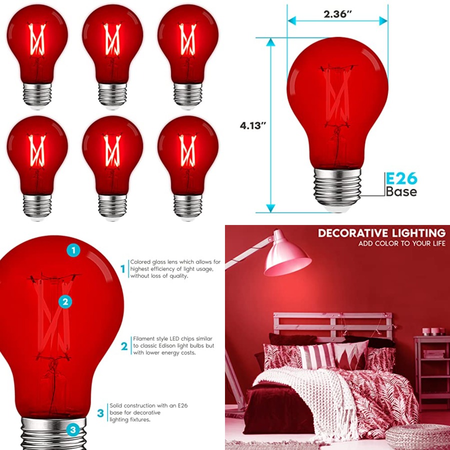 Outdoor Lighting Decoration - A19 Edison LED-lampen, 4,5W 60W equivalent,