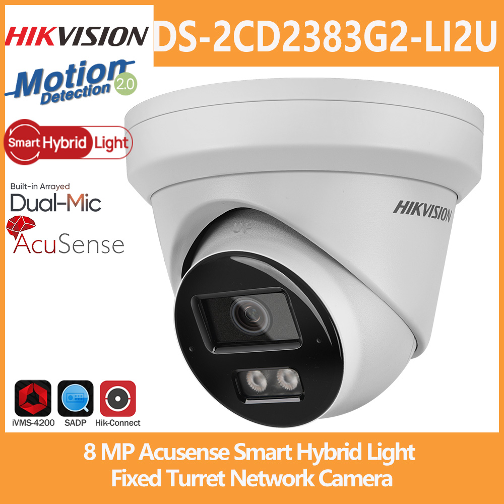 Outdoor Lighting No Electricity - Hikvision 8MP IP-camera DS-2CD2383G2-LI2U Smart Hybrid