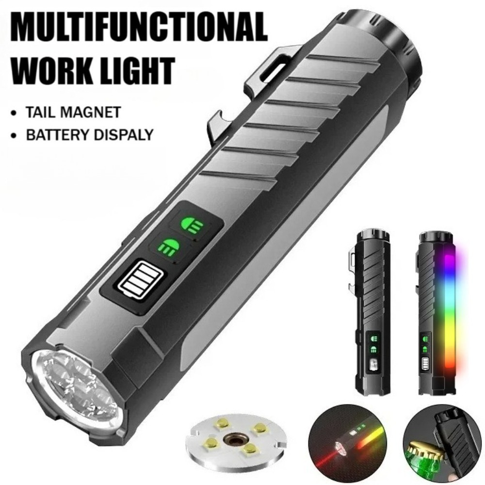 Lighting Fixture Outdoor - Multifunctionele sterke LED-zaklamp, oplaadbaar, kleurrijk neonlicht