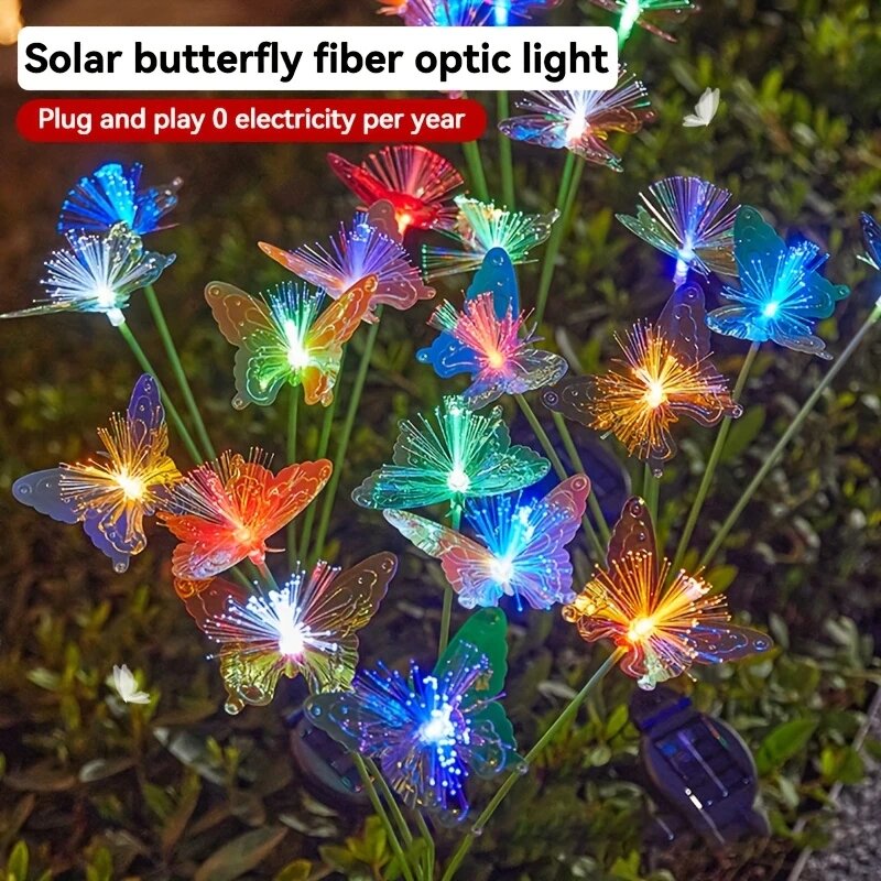 Outdoor Lighting Yard Ideas - 1PC 6-kops LED zonne-glasvezel vlinderverlichting, 2