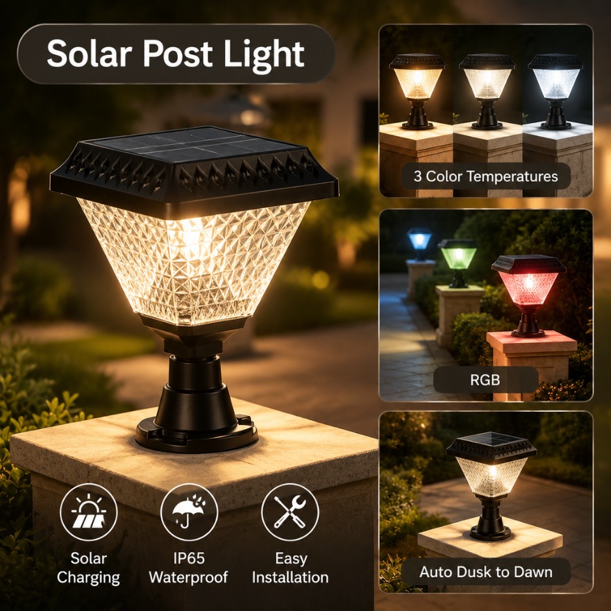 Dusk To Dawn Bulb - Buiten solar postlamp LED wandlamp IP65