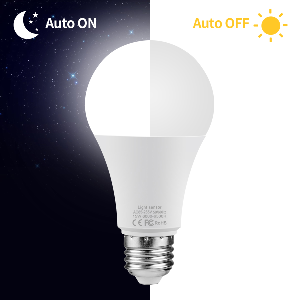 Dusk To Dawn Bulb - 15W E27 LED-lichtregeling Sensorlamp 110V 220V