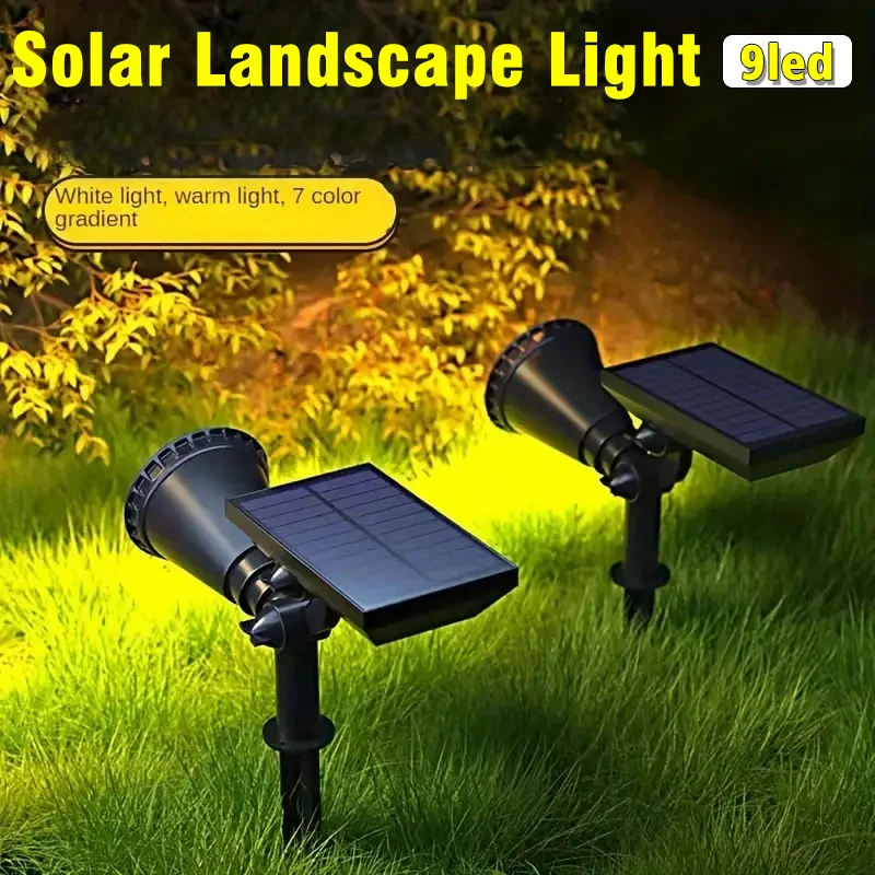Outdoor Lighting On Trees - LED-spot op zonne-energie, 9-LED buitenlandschapslicht, 3