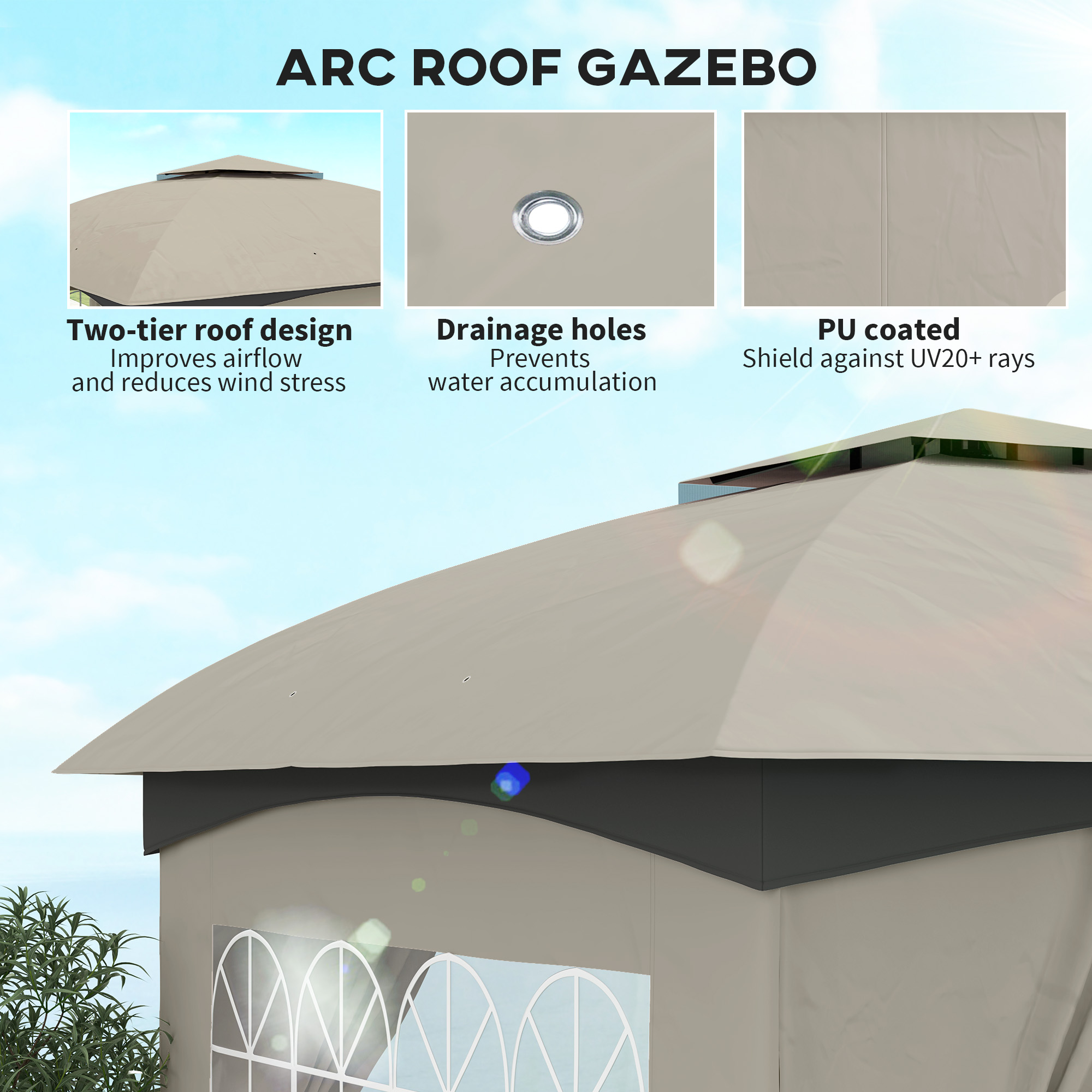 3,35m x 3,35m Buitengazebo met - Outdoor Lighting For Gazebo recensie en prijs